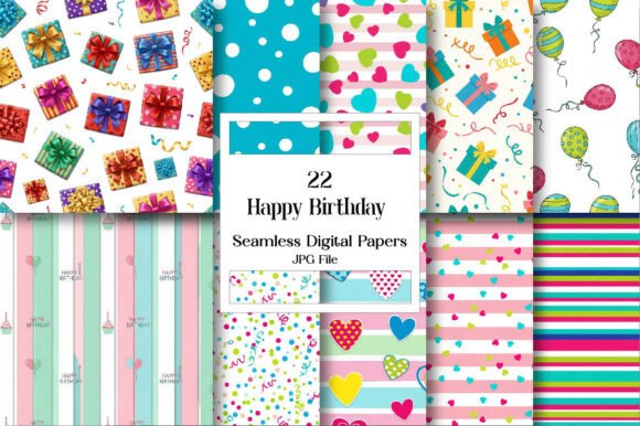 Download Happy Birthday Digital Paper Set - Set Collection