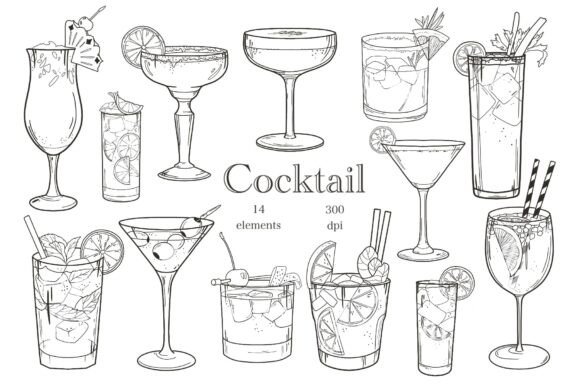 Download Cocktail Clipart, Drinks Illustrations - Ink Collection