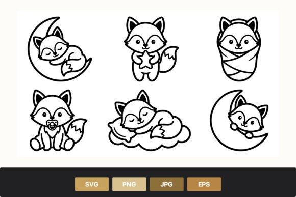 Download Cute Fox Baby Line Art - Cute Collection