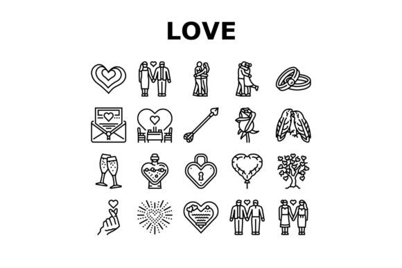 Download Love Heart Valentine Romantic Icons Set - Set Collection