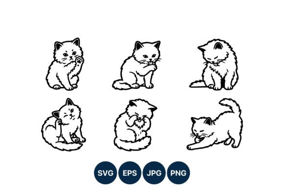 Download Cute Black and White Kitten Line Art - Cute Collection