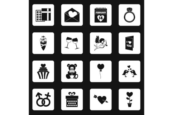 Download Saint Valentine Icons Set Squares Vector - Set Collection