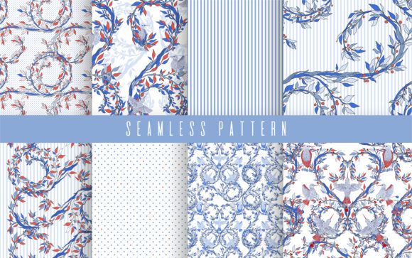 Download Nature Flower Bird Pattern Set - Set Collection