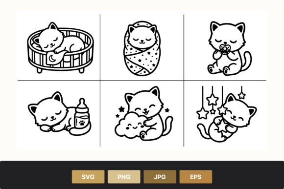 Download Cute Baby Cat Line Art - Cute Collection
