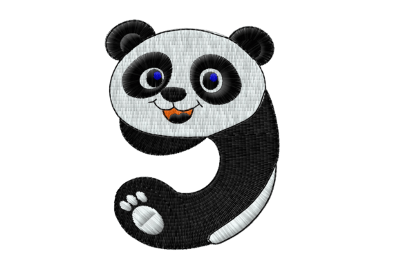 Download Cute Panda Number 9 Digital Embroidery - Cute Collection