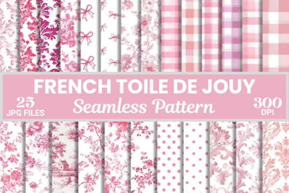 Download Pink French Toile De Jouy Seamless Pattern - Ink Collection