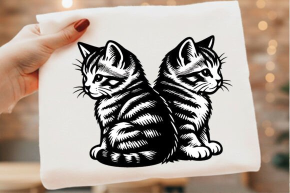 Download Cute Two Tabby Cats Kittens Vintage Png - Cute Collection