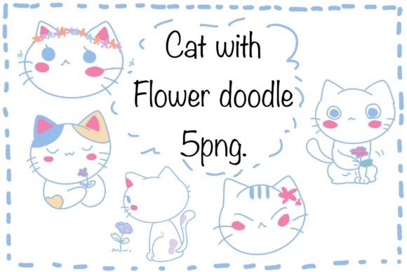 Download Cute Kitty with Flower Doodle - Cute Collection