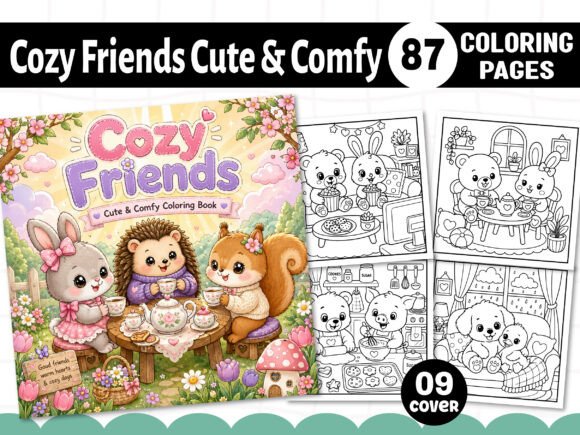 Download Cozy Friends Cute &amp; Comfy Coloring Pages - Cute Collection