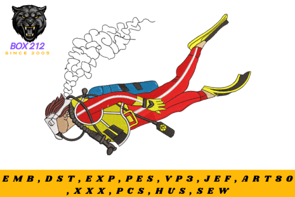 Download Diver Digital Embroidery Design - Embroidery design Collection