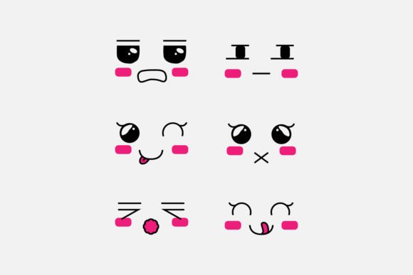Download Set of Cute Eyes Expressive Emotion Face - Set Collection