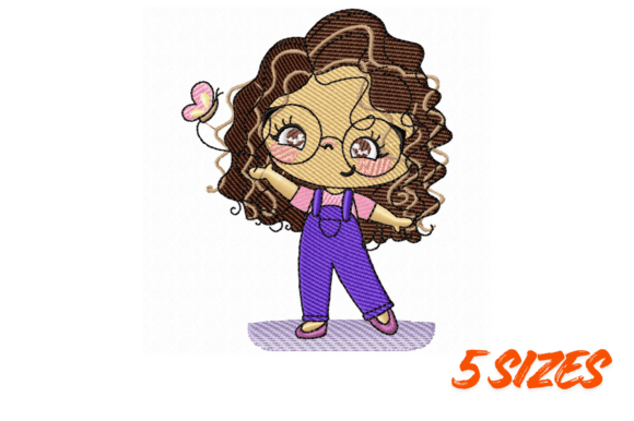Download Cute Curly Girl Embroidery Pattern - Cute Collection