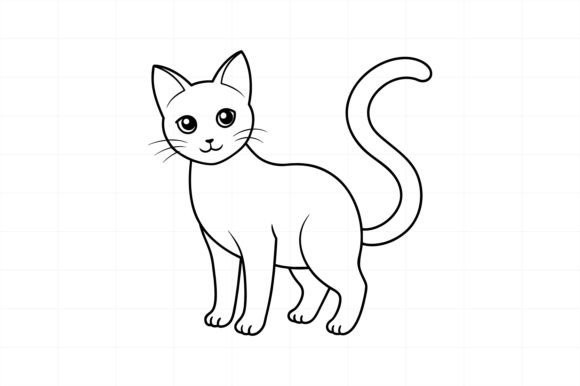 Download Cute Cat Line Art Illustration - Cute Collection