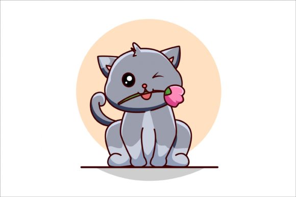 Download Cute and Funny Cat with Rose - Cute Collection