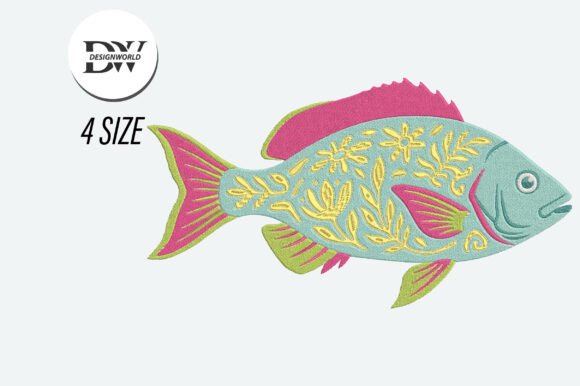 Download Preppy Fish Embroidery Design - Embroidery design Collection