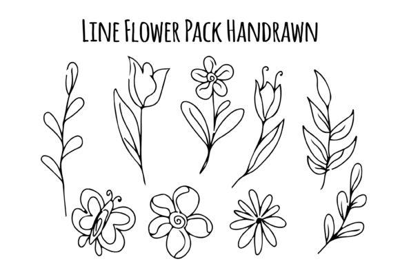 Download Line Flowers Set Hand Drawn Boho - Set Collection