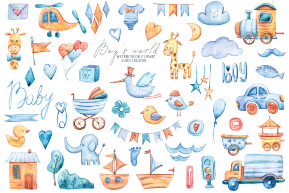 Download Baby Boy Shower Clipart, It's a Boy Set - Set Collection