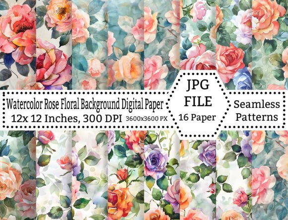 Download Watercolor Rose Floral Background Set - Set Collection