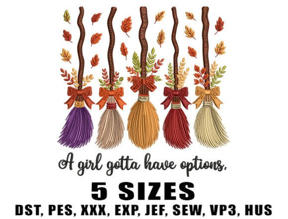 Download Cute Fall Witch Brooms Embroidery Design - Cute Collection