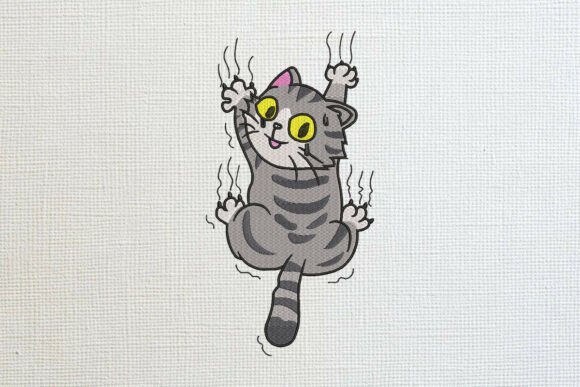 Download Funny Clinging Cat Embroidery Design - Embroidery design Collection