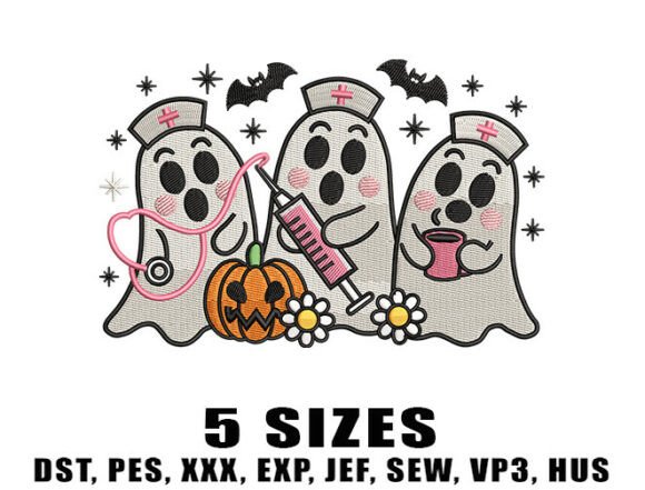 Download Pink Nurse Ghost Embroidery Design - Ink Collection