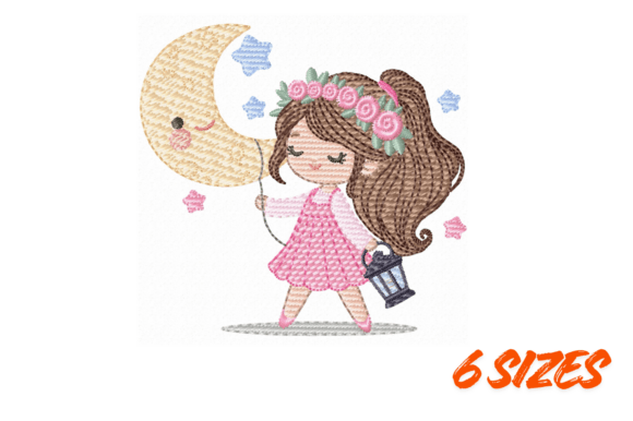Download Moon Girl Embroidery Design Cute Kids - Cute Collection