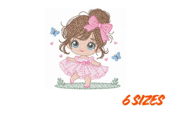 Download Cute Pink Girl Embroidery Design File - Ink Collection