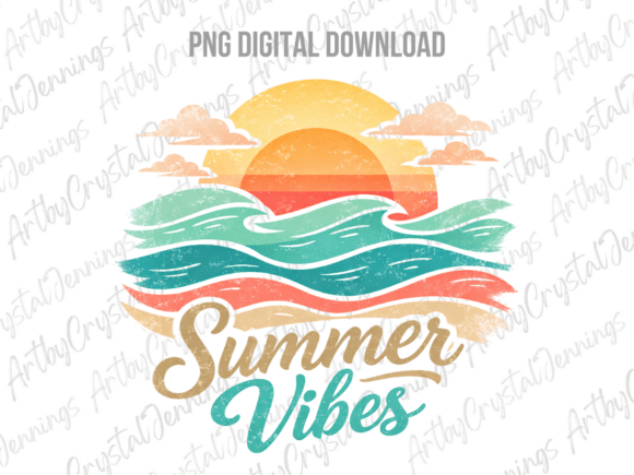 Download Summer Vibes Ocean Waves Sunset PNG - Set Collection