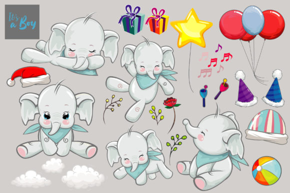 Download It's a Boy, Cute Blue Boy Elephant - Cute Collection