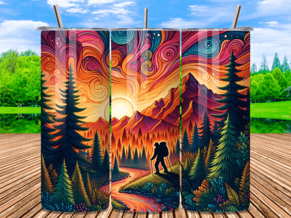 Download Sunset Adventure Hiking Tumbler Wrap Png - Set Collection