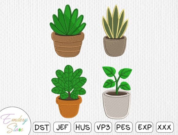 Download Potted Plant Embroidery Design Set - Set Collection