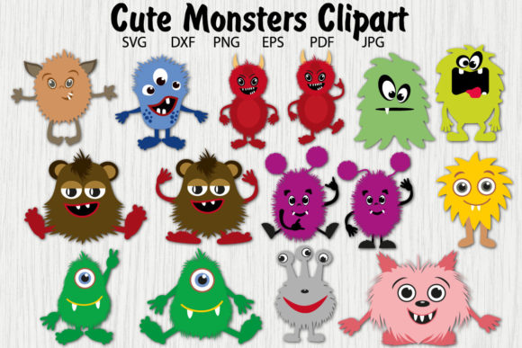 Download Cute Furry Monsters Vector Clipart - Cute Collection