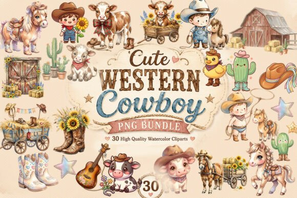 Download Cute-western-cowboy-png-bundle-pack - Cute Collection