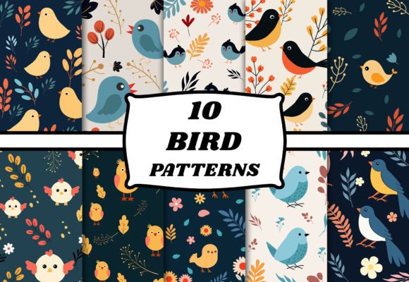 Download Bird Pattern Set Wildlife Animal Art - Set Collection