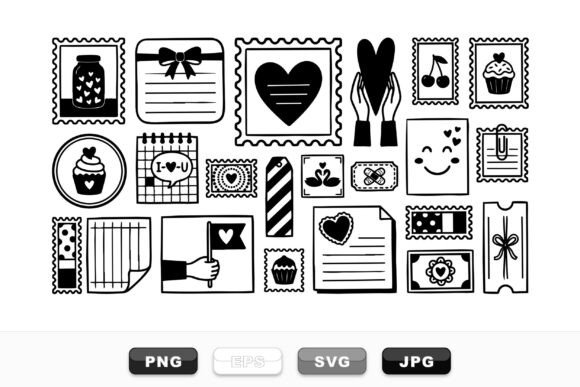 Download Hand Drawn Valentine Stamp Set - Set Collection