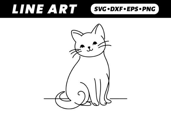 Download Cute Cartoon Cat Line Art Illustration - Cute Collection