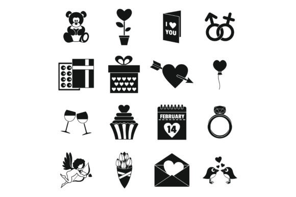 Download Saint Valentine Icons Set, Simple Style - Set Collection