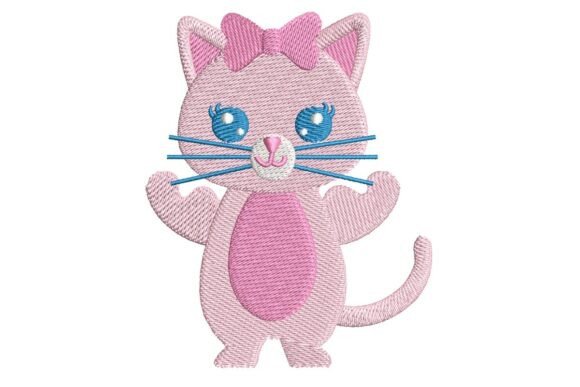 Download Pink Kawaii Kitten Embroidery - Ink Collection