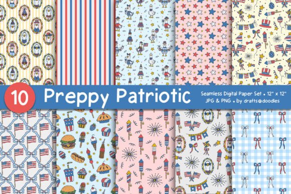 Download Preppy Patriotic Digital Paper Set - Set Collection
