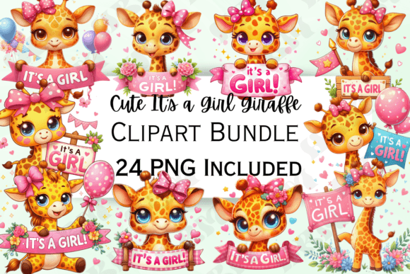 Download Cute It's a Girl Giraffe Clipart - Cute Collection