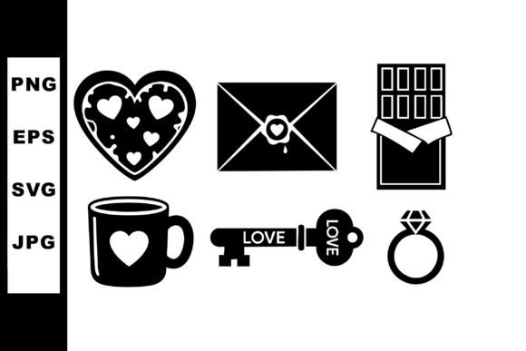 Download Love Themed Valentine Icons Set with Hea - Set Collection