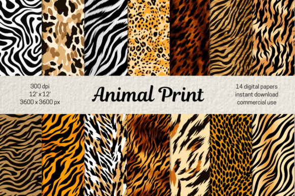 Download Animal Print Pattern Digital Papers Set - Set Collection