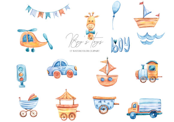 Download Watercolor Cute Boy's World. It's a Boy - Cute Collection
